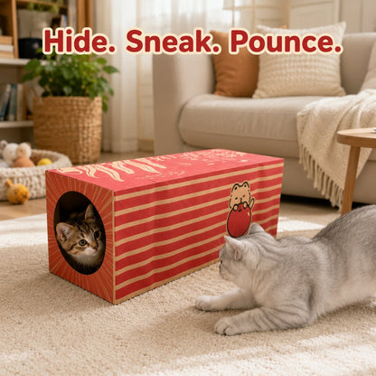 Ortekor Foldable Kraft Paper Cat Tunnel for Indoor Cats - Space-Saving Hide & Play Toy to Beat Boredom