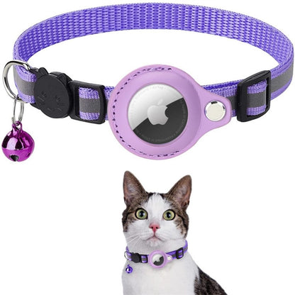 Adjustable Cat Collar with Tracker Pocket & Reflective Stitching for Night Safety | Breakaway Buckle