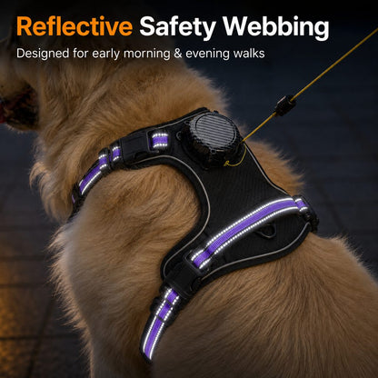 Ortekor 2-in-1 Reflective Dog Harness with Built-In Retractable Leash for Daily Walks - Close Control for Pulling Dogs