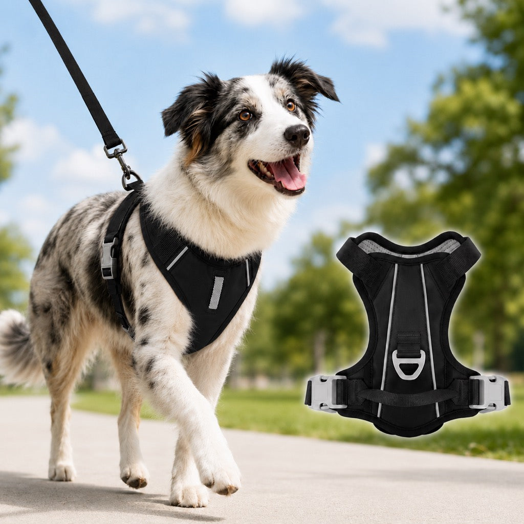 Ortekor Reflective Dog Harness for Night Walks, Daily Park Walks & No-Neck-Pull Comfort