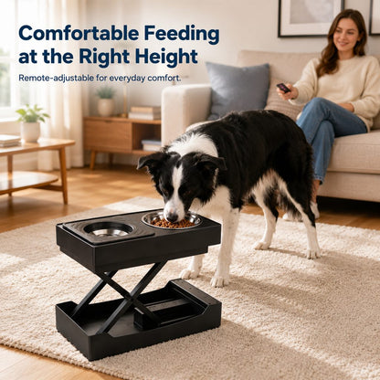 Ortekor Remote-Control Adjustable Dog Feeding Station for Home Meals - Helps Reduce Neck Bending, Slow Fast Eating & Keep Floors Cleaner