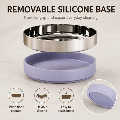 Ortekor Weighted Non-Slip Stainless Steel Dog & Cat Bowl for Tile & Hardwood Floors - Helps Reduce Sliding & Mealtime Mess