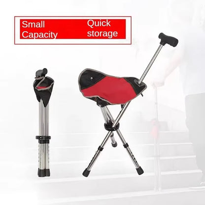 Folding Walking Cane with Built-In Seat – Adjustable Height Mobility Aid & Portable Stool for Seniors, Travel & Outdoor Use