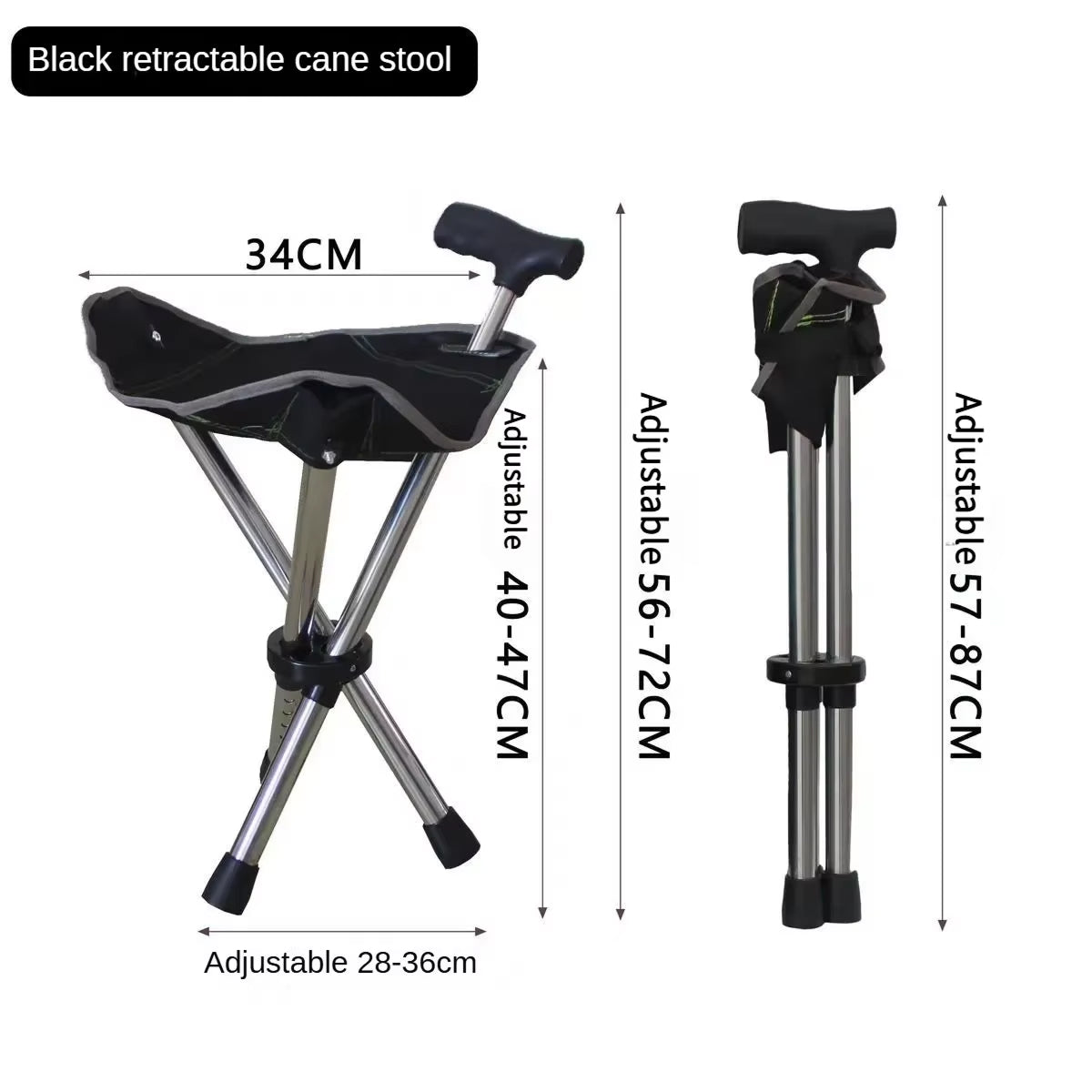 Folding Walking Cane with Built-In Seat – Adjustable Height Mobility Aid & Portable Stool for Seniors, Travel & Outdoor Use