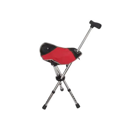 Folding Walking Cane with Built-In Seat – Adjustable Height Mobility Aid & Portable Stool for Seniors, Travel & Outdoor Use