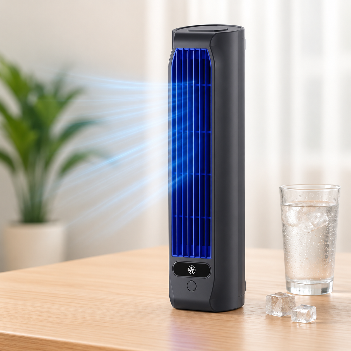 Compact Personal Cooler – Rechargeable Portable Cooling Fan with USB Charging, Bladeless Design, Wall Mountable, 2000 mAh Battery for
