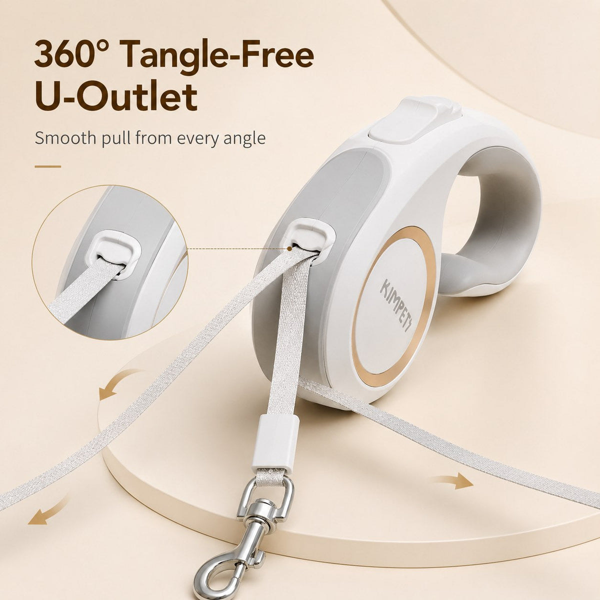 Ortekor Retractable Dog Leash for Daily Walks & Park Outings - Tangle-Free 3m/5m Pet Lead with One-Button Brake, Comfort C-Grip & No-Mess Auto-Retract