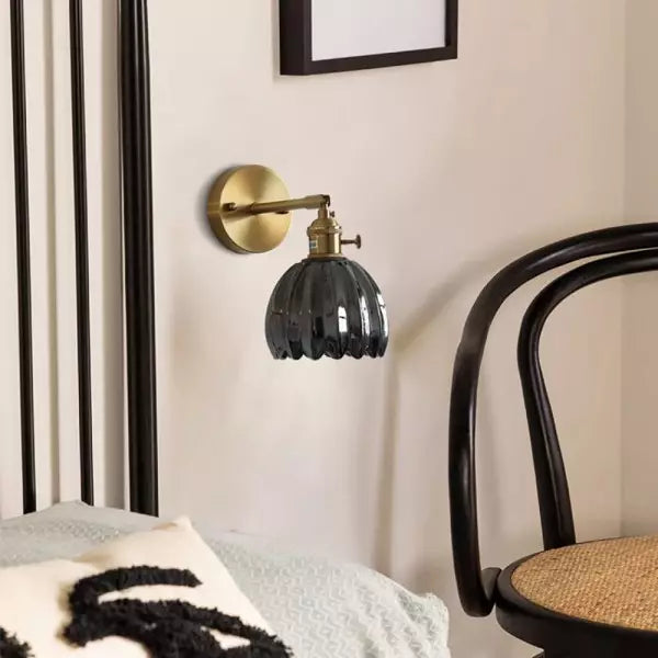 Floral Glass Sconce E26 Base 4.7 in Shade Bedroom Hallway Accent Light Fixture Metal Frame Classic Style for Living Room Bedside Mirror Corr