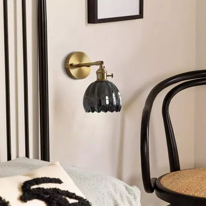 Floral Glass Sconce E26 Base 4.7 in Shade Bedroom Hallway Accent Light Fixture Metal Frame Classic Style for Living Room Bedside Mirror Corr