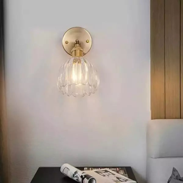 Floral Glass Sconce E26 Base 4.7 in Shade Bedroom Hallway Accent Light Fixture Metal Frame Classic Style for Living Room Bedside Mirror Corr