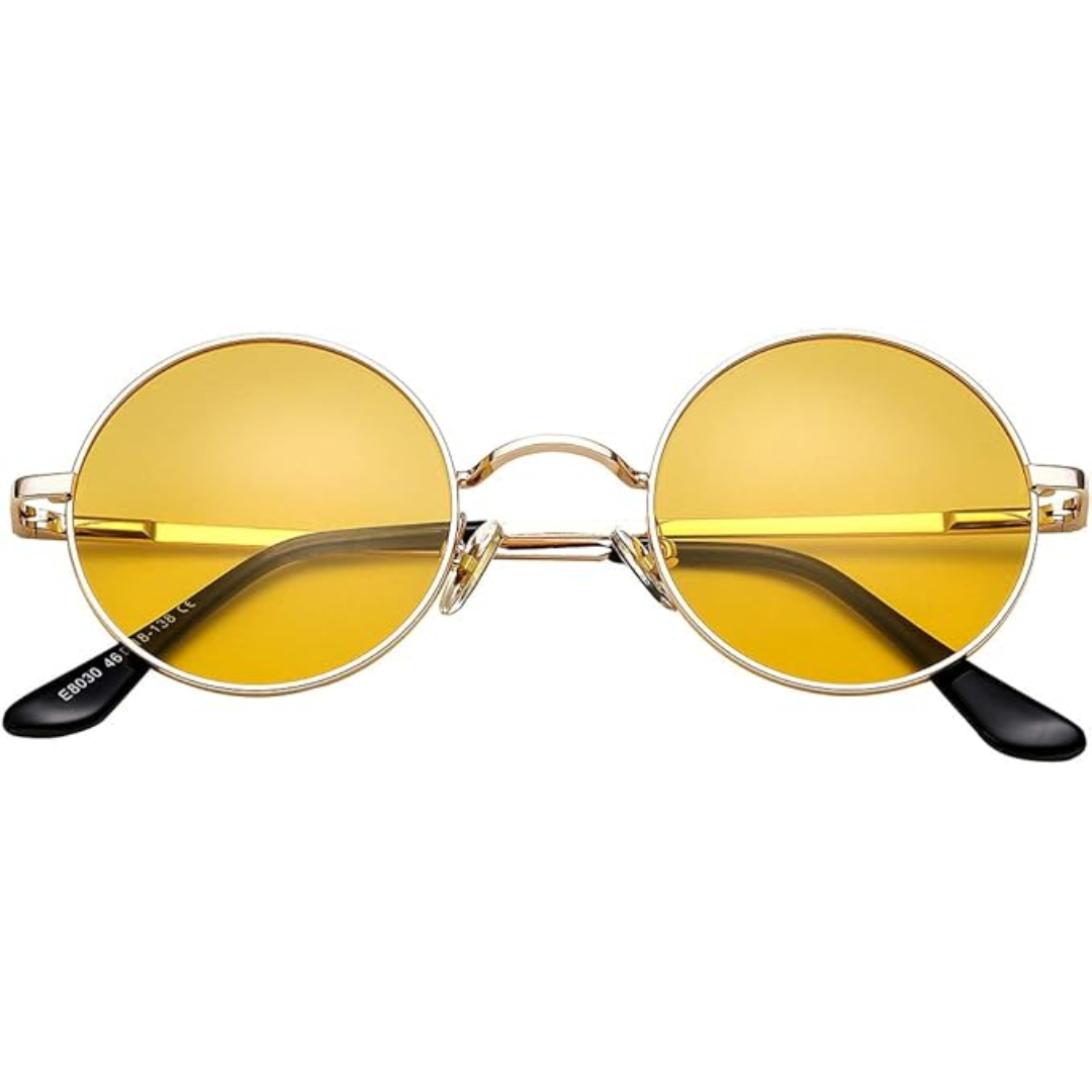 Circle Frame Polarized Sunglasses Anti-Glare UV Protection Vintage Round Eyewear for Outdoor Beach Festival Everyday Wear Men Women