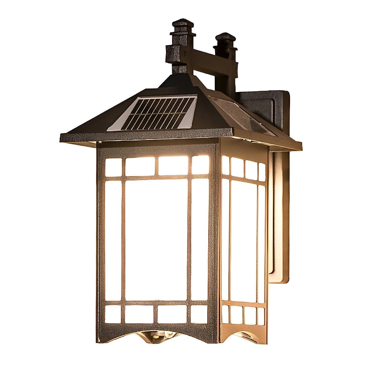 Outdoor Solar Lantern Sconce with Remote Control 13.4 Inch Cast Aluminum Waterproof Porch Light Black Bronze for Front Door Garden Patio