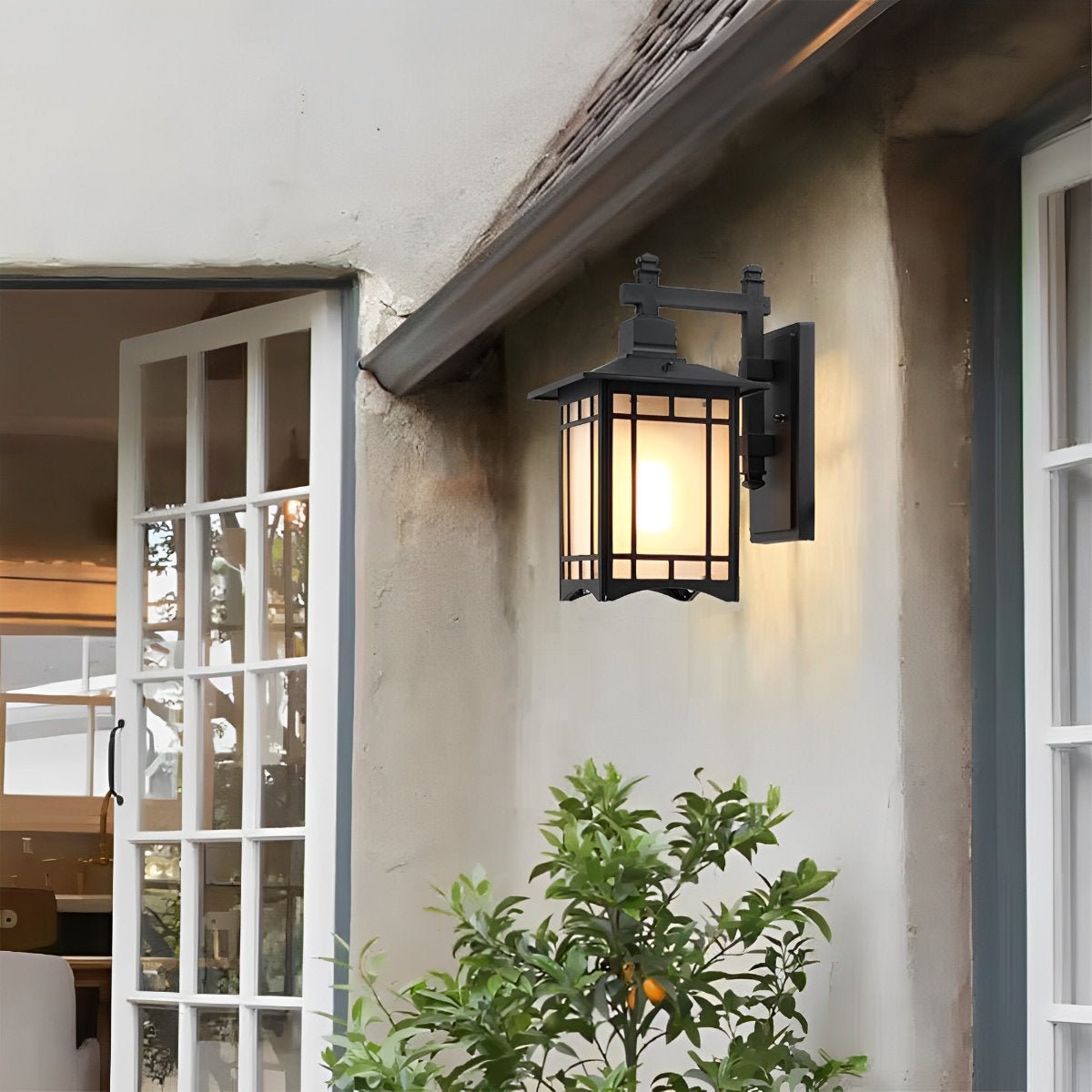 Outdoor Solar Lantern Sconce with Remote Control 13.4 Inch Cast Aluminum Waterproof Porch Light Black Bronze for Front Door Garden Patio