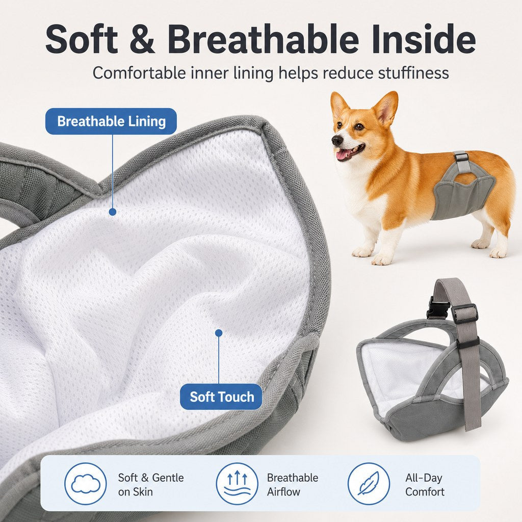 Ortekor Reusable Female Dog Diaper for Heat Cycles - Adjustable Washable Sanitary Pants for Home & Travel
