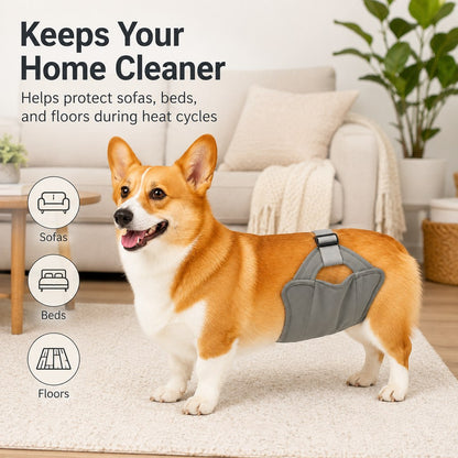 Ortekor Reusable Female Dog Diaper for Heat Cycles - Adjustable Washable Sanitary Pants for Home & Travel