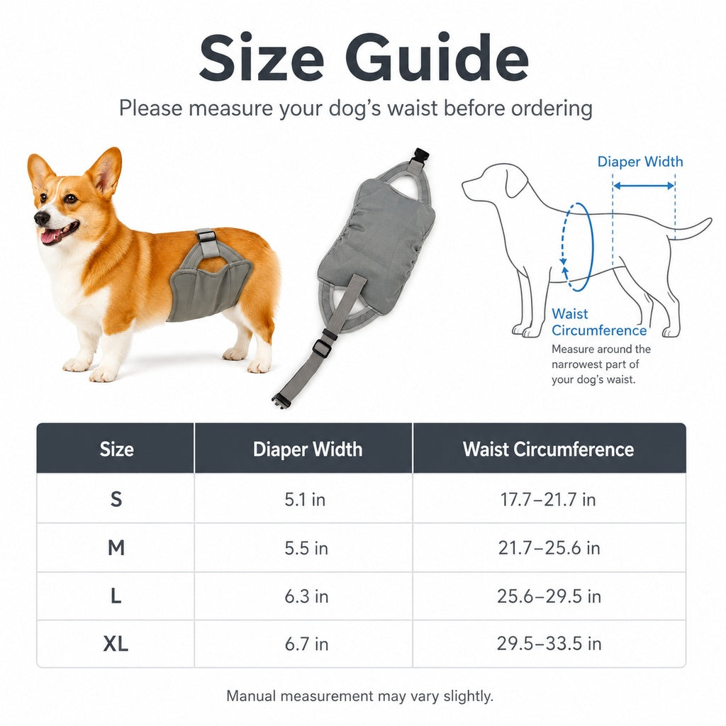 Ortekor Reusable Female Dog Diaper for Heat Cycles - Adjustable Washable Sanitary Pants for Home & Travel