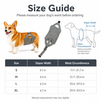 Ortekor Reusable Female Dog Diaper for Heat Cycles - Adjustable Washable Sanitary Pants for Home & Travel