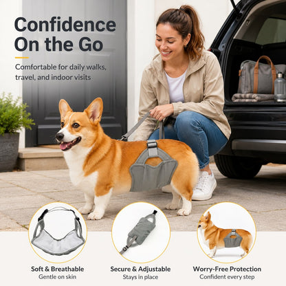 Ortekor Reusable Female Dog Diaper for Heat Cycles - Adjustable Washable Sanitary Pants for Home & Travel