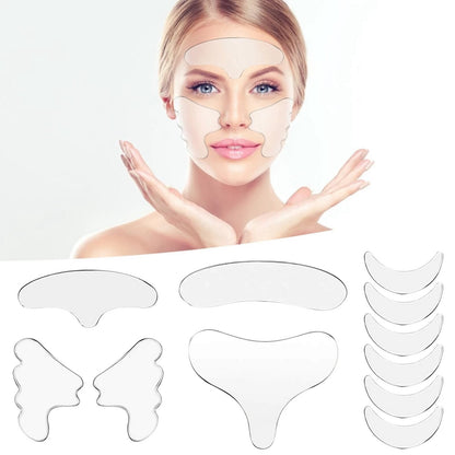 Coussins lissants pour le visage de nuit réutilisables en silicone de qualité médicale pour réduire les rides du front, des yeux, des joues et du décolleté, kit de soin anti-âge