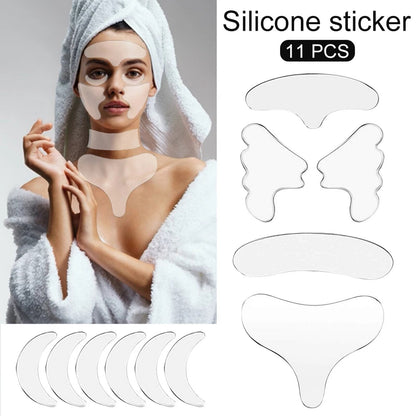 Coussins lissants pour le visage de nuit réutilisables en silicone de qualité médicale pour réduire les rides du front, des yeux, des joues et du décolleté, kit de soin anti-âge