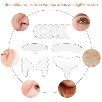 Coussins lissants pour le visage de nuit réutilisables en silicone de qualité médicale pour réduire les rides du front, des yeux, des joues et du décolleté, kit de soin anti-âge