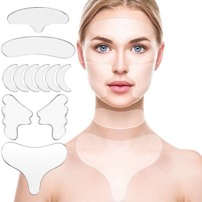 Coussins lissants pour le visage de nuit réutilisables en silicone de qualité médicale pour réduire les rides du front, des yeux, des joues et du décolleté, kit de soin anti-âge