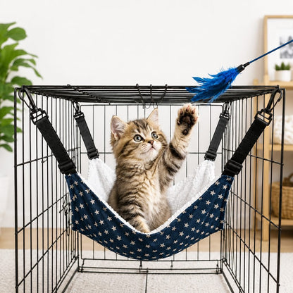 Ortekor Reversible Cat Cage Hammock with Adjustable Straps - Space-Saving Hanging Bed for Wire Crates