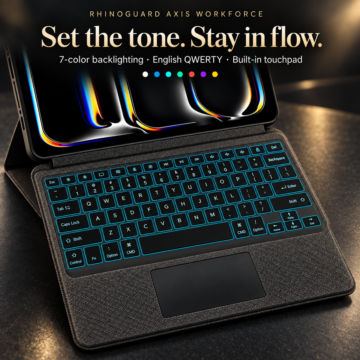 iPad Keyboard Case with Built-In Touchpad & Adjustable Stand for iPad Air & Pro