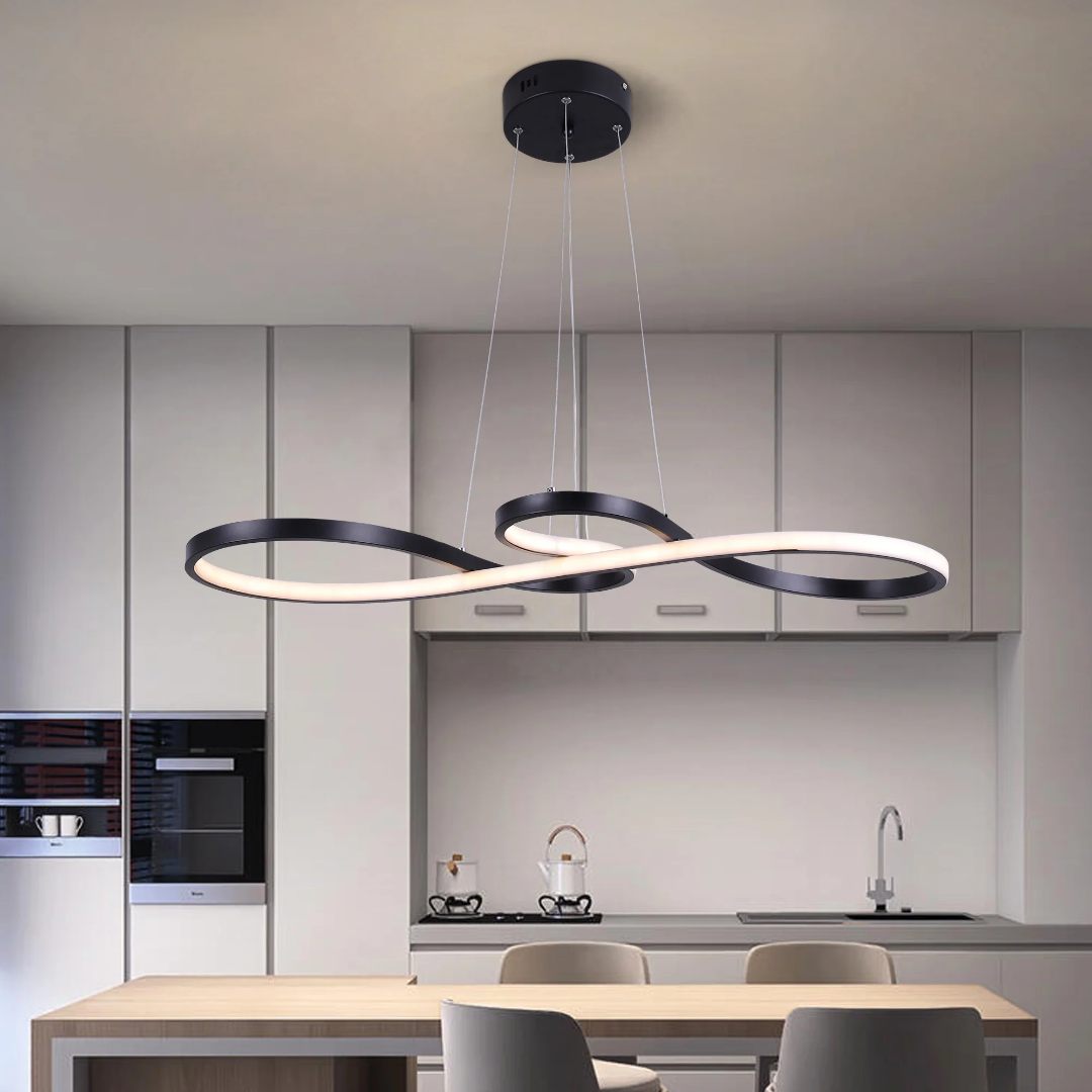 Circular Aluminum Ceiling Fixture Dimmable LED 30 in Ring Hanging Light for Dining Table Kitchen Island Modern Overhead Chandelier with Remo