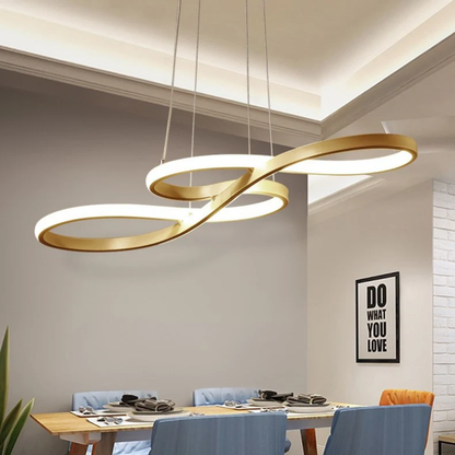 Circular Aluminum Ceiling Fixture Dimmable LED 30 in Ring Hanging Light for Dining Table Kitchen Island Modern Overhead Chandelier with Remo