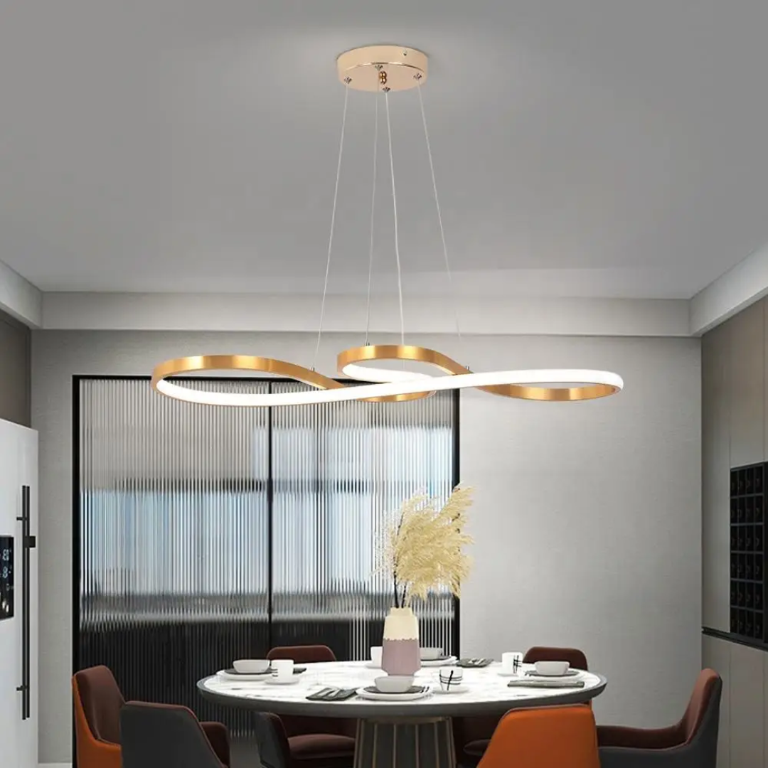 Adjustable Ring Ceiling Light with Remote Dimmable LED 37 in Gold for Dining Room Kitchen Island Modern Hanging Fixture 3-Color Temperature