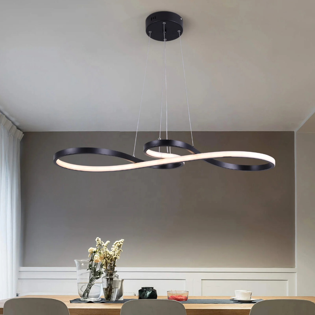 Circular Aluminum Ceiling Fixture Dimmable LED 30 in Ring Hanging Light for Dining Table Kitchen Island Modern Overhead Chandelier with Remo