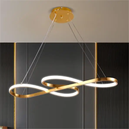 Modern Circle Hanging Fixture with Remote Dimming for Dining Room & Kitchen Island Adjustable Height 47 in Black White Gold Finish Contempor