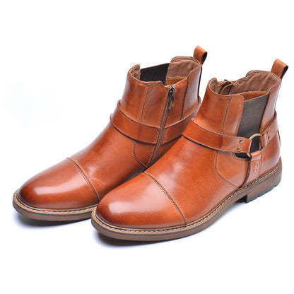 Men's Vintage Motorcycle Leather Boots – Lace-Up Ankle Boots with Sturdy Sole for Riding, Work & Everyday Wear – Moto-Inspired Footwear