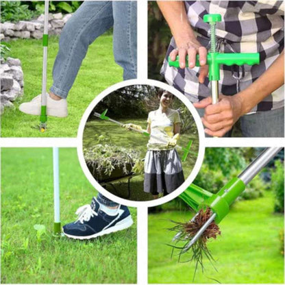 Stand-Up Weed Remover Tool with Root Extraction Claws for Lawns Gardens Flower Beds Patios Walkways Dandelion Thistle Removal