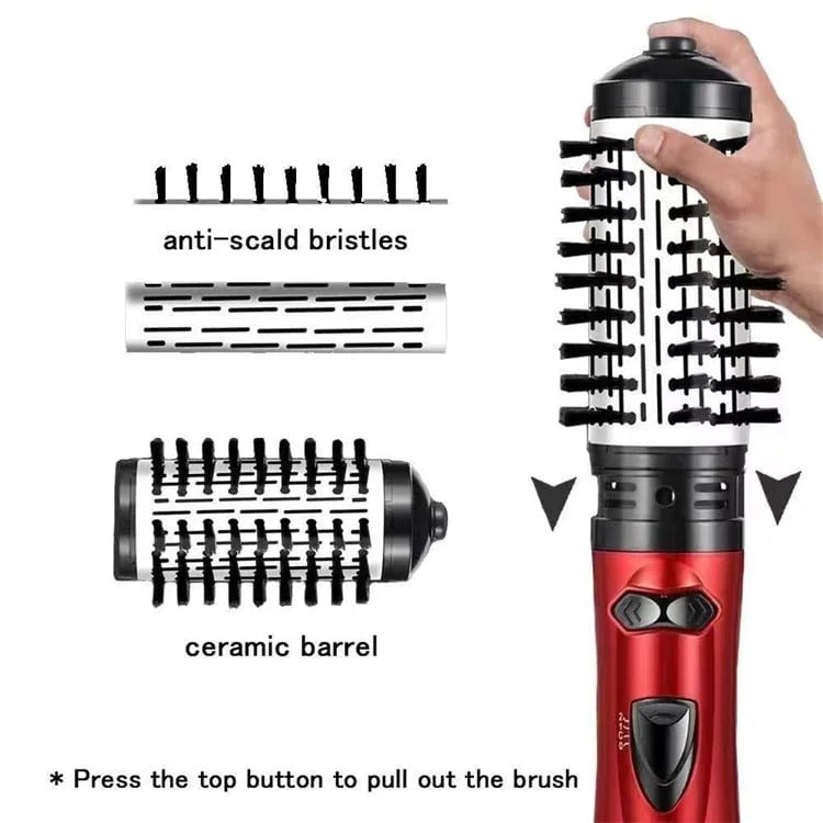 Dual-Brush Volumizing Hot Air Styler with 360° Rotation & 3 Heat Settings for All Hair Types