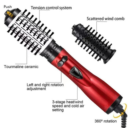 Dual-Brush Volumizing Hot Air Styler with 360° Rotation & 3 Heat Settings for All Hair Types