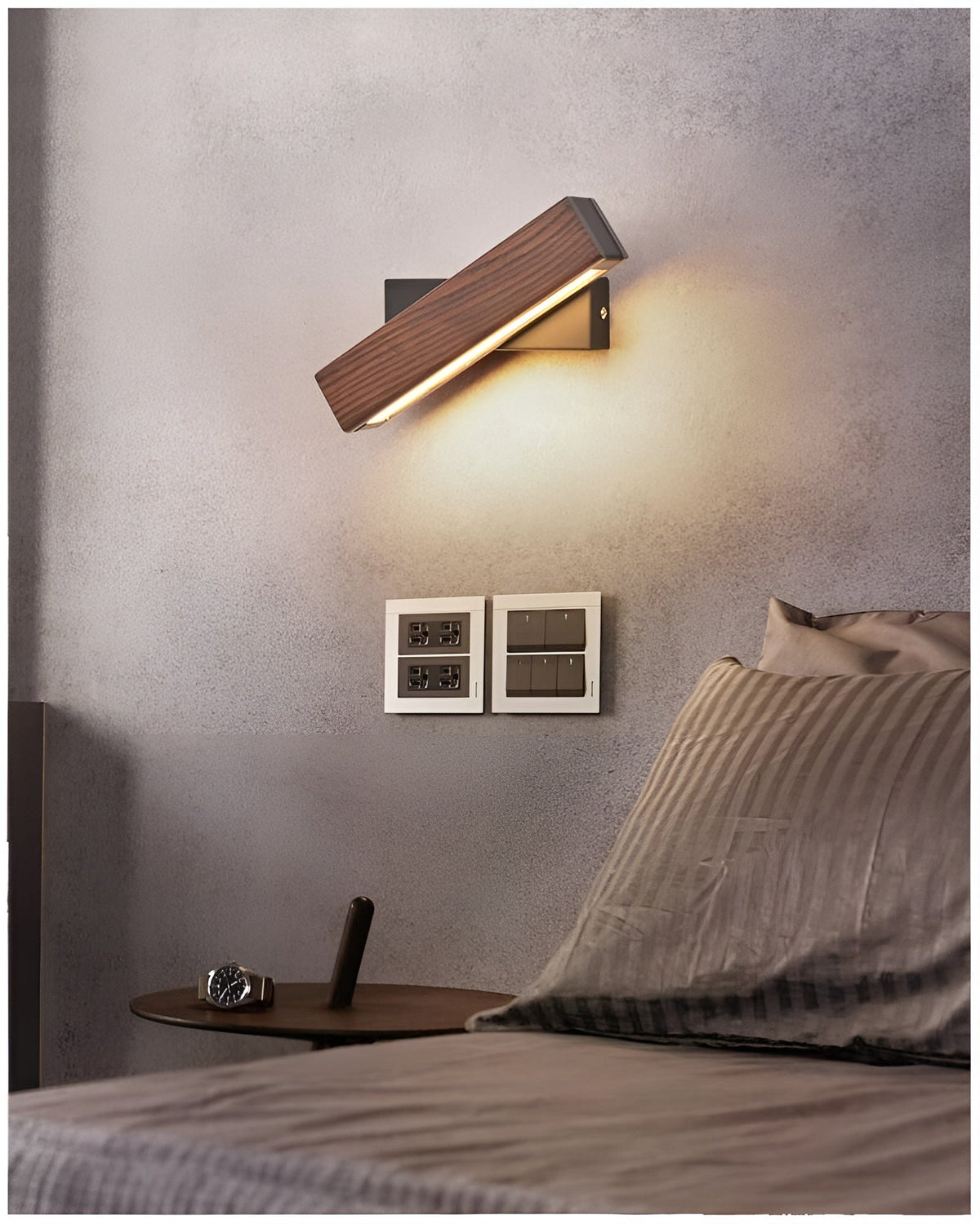Rotating Wooden Sconce LED Swivel Adjustable Accent Light Dark Light Wood Finish Bedroom Hallway Living Room Reading Task Lighting Minimalis