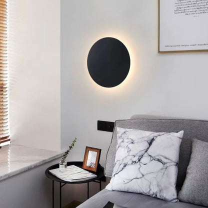 LED Circular Wall Sconce with Backlight Halo – Aluminum & Acrylic Fixture for Hallway, Bedroom, Living Room | Modern Indoor Lighting