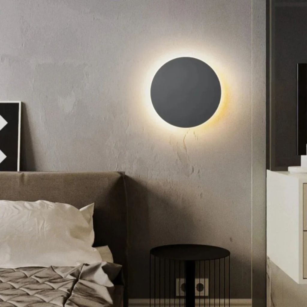 LED Circular Wall Sconce with Backlight Halo – Aluminum & Acrylic Fixture for Hallway, Bedroom, Living Room | Modern Indoor Lighting