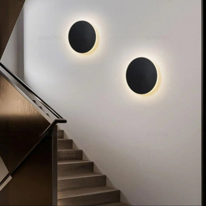 LED Circular Wall Sconce with Backlight Halo – Aluminum & Acrylic Fixture for Hallway, Bedroom, Living Room | Modern Indoor Lighting