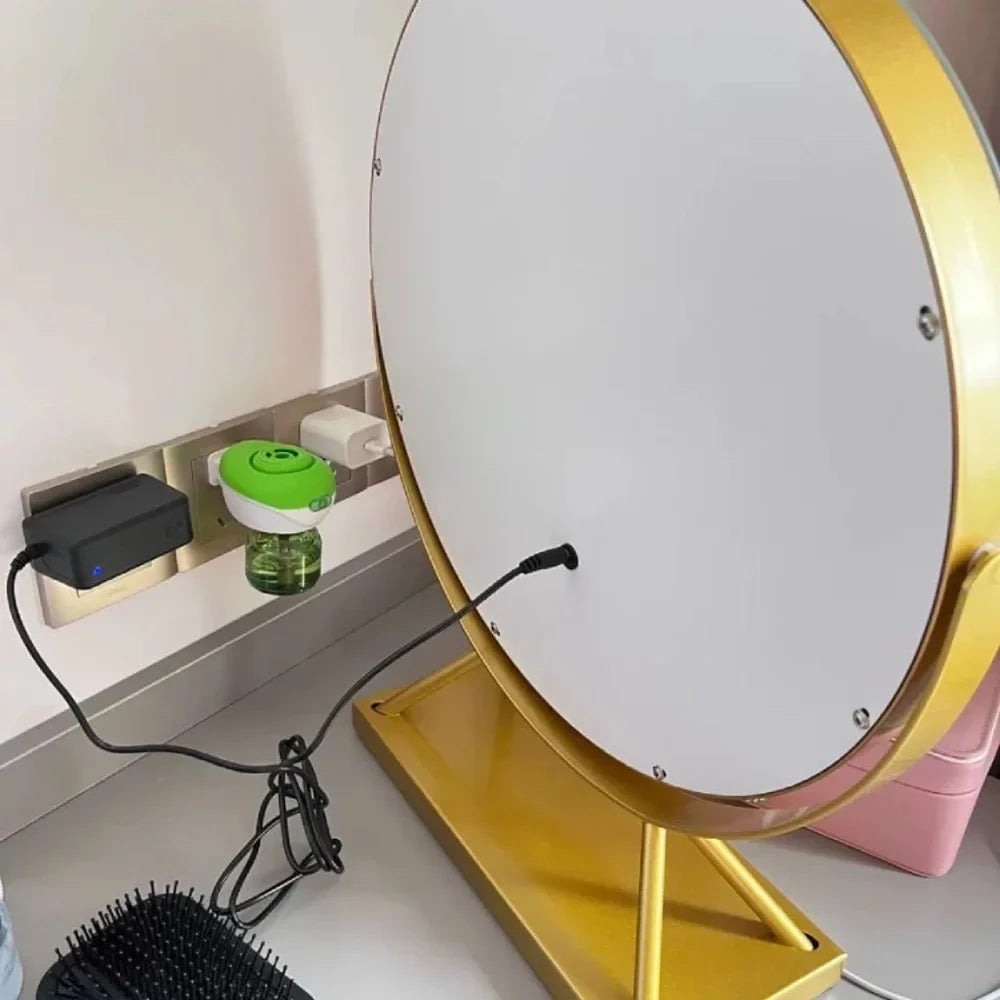 Tabletop Makeup Mirror with LED Light and 15x Magnifying Spot | 360° Rotating Vanity Mirror with 3 Color Temperatures