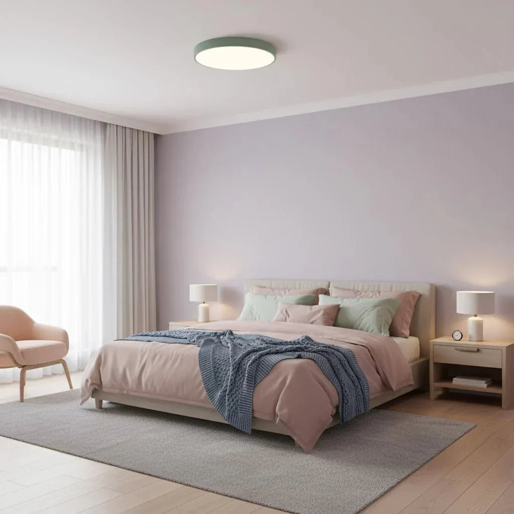 Modern Low-Profile LED Ceiling Light – 8 Vibrant Colors, Multiple Sizes, Dimmable Options for Bedroom, Living Room & Kids Spaces