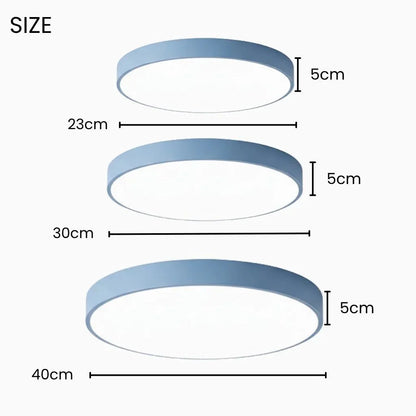Modern Low-Profile LED Ceiling Light – 8 Vibrant Colors, Multiple Sizes, Dimmable Options for Bedroom, Living Room & Kids Spaces
