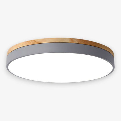 Plafonnier LED encastrable avec cadre en bois, rond, acrylique, 12-20 pouces, filaire, pour chambre, salon, bureau, cuisine, couloir, style moderne et minimaliste
