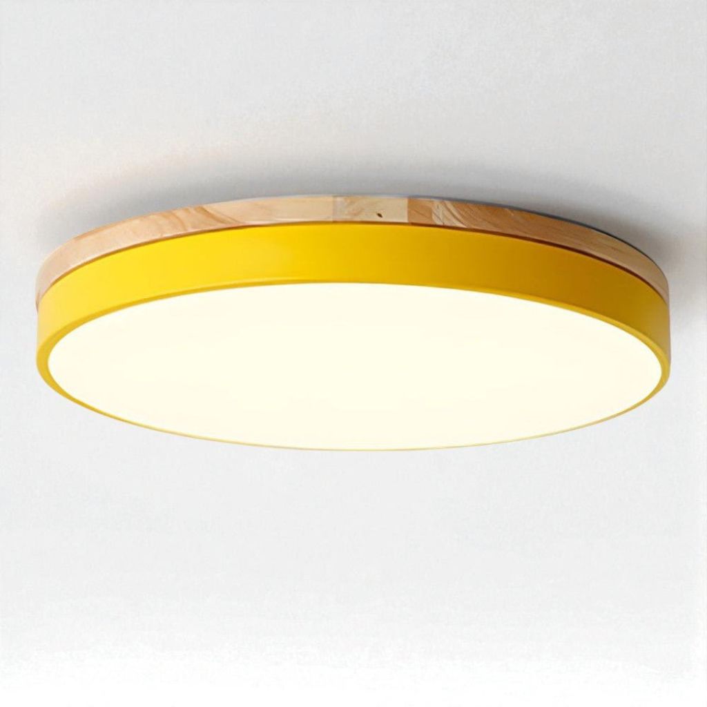 Plafonnier LED encastrable avec cadre en bois, rond, acrylique, 12-20 pouces, filaire, pour chambre, salon, bureau, cuisine, couloir, style moderne et minimaliste