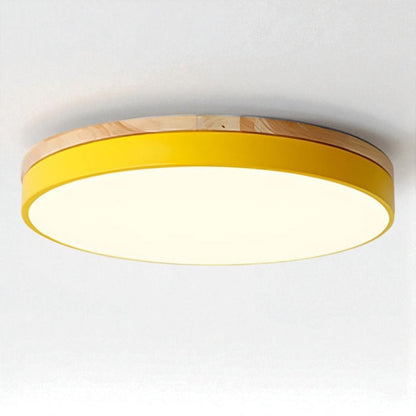 Plafonnier LED encastrable avec cadre en bois, rond, acrylique, 12-20 pouces, filaire, pour chambre, salon, bureau, cuisine, couloir, style moderne et minimaliste