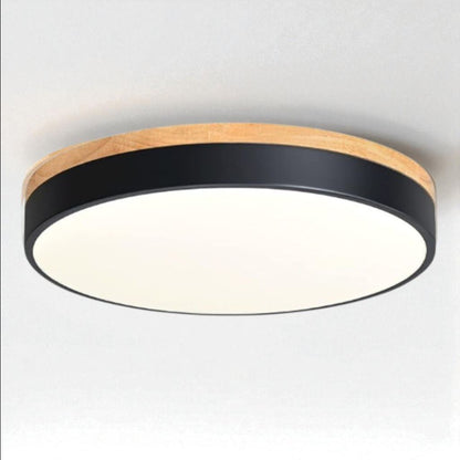 Plafonnier LED encastrable avec cadre en bois, rond, acrylique, 12-20 pouces, filaire, pour chambre, salon, bureau, cuisine, couloir, style moderne et minimaliste