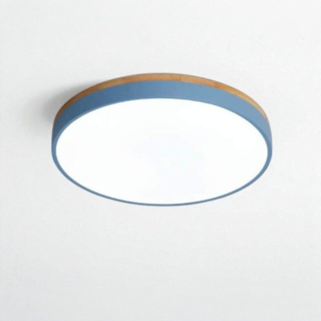 Plafonnier LED encastrable avec cadre en bois, rond, acrylique, 12-20 pouces, filaire, pour chambre, salon, bureau, cuisine, couloir, style moderne et minimaliste