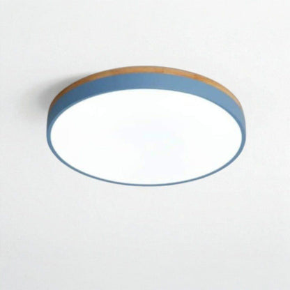 Plafonnier LED encastrable avec cadre en bois, rond, acrylique, 12-20 pouces, filaire, pour chambre, salon, bureau, cuisine, couloir, style moderne et minimaliste